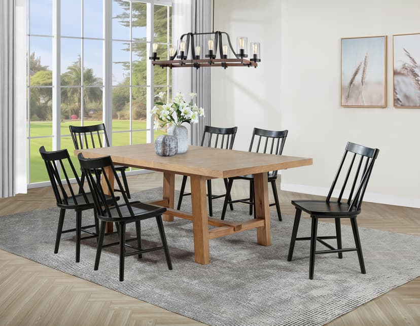 Middleton 7-piece Extension Leaf Dining Set Brown and Black