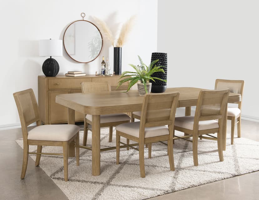 Arini 7-piece Extension Leaf Dining Table Set Sand Wash