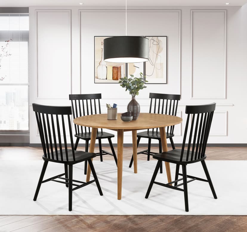 Andrews 5-piece Round Dining Table Set Light Ash and Black