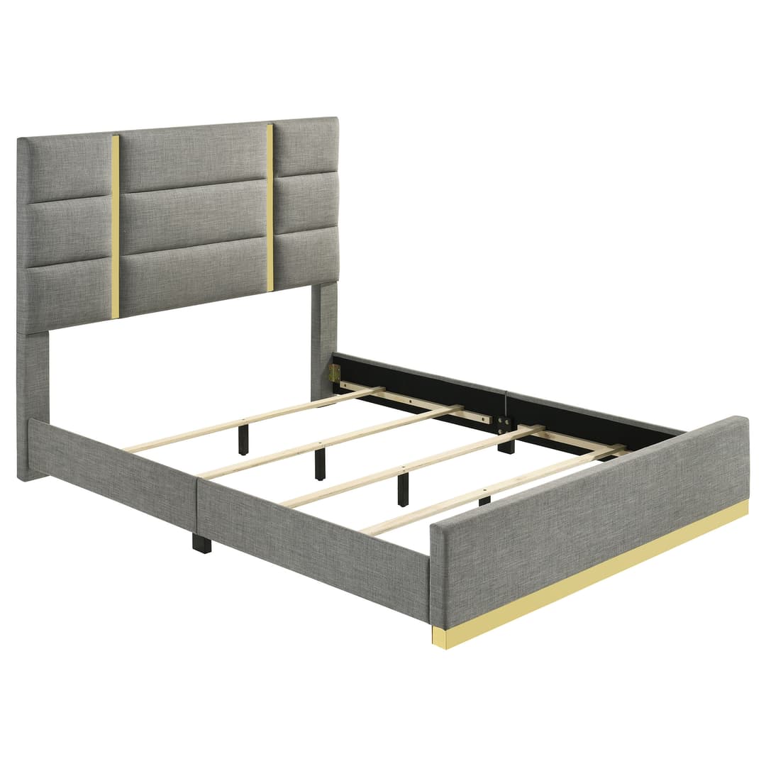 Ines 52-inch Fabric Upholstered Queen Panel Bed Grey