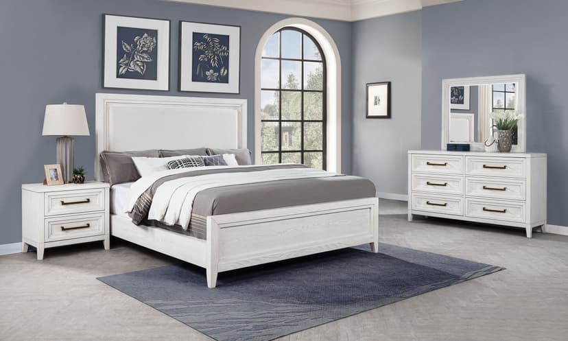 Marielle 4-piece Eastern King Bedroom Set Distressed White 