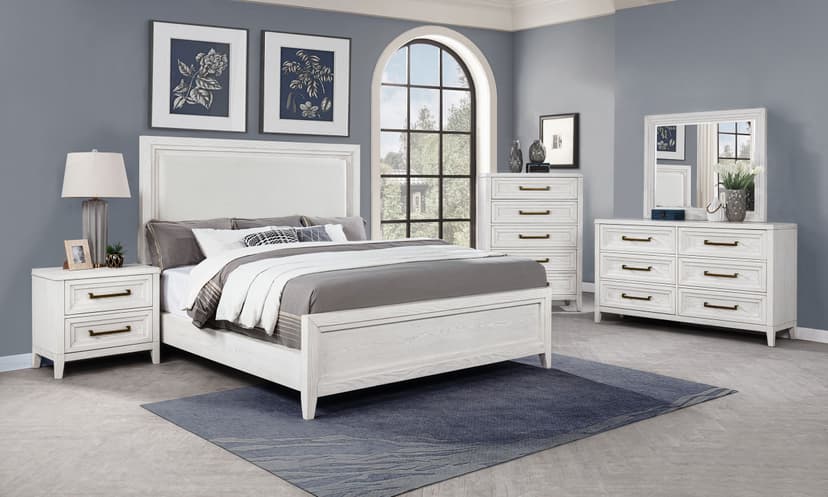 Marielle 5-piece Eastern King Bedroom Set Distressed White 