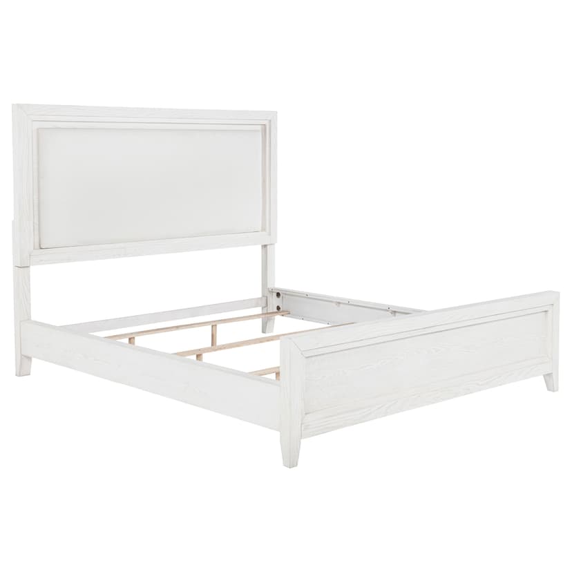 Marielle California King Panel Upholstered Bed Distressed White 