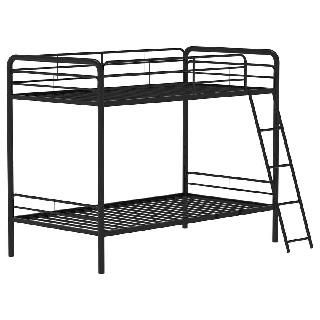 Carson Metal Twin Over Twin Bunk Bed Glossy Black