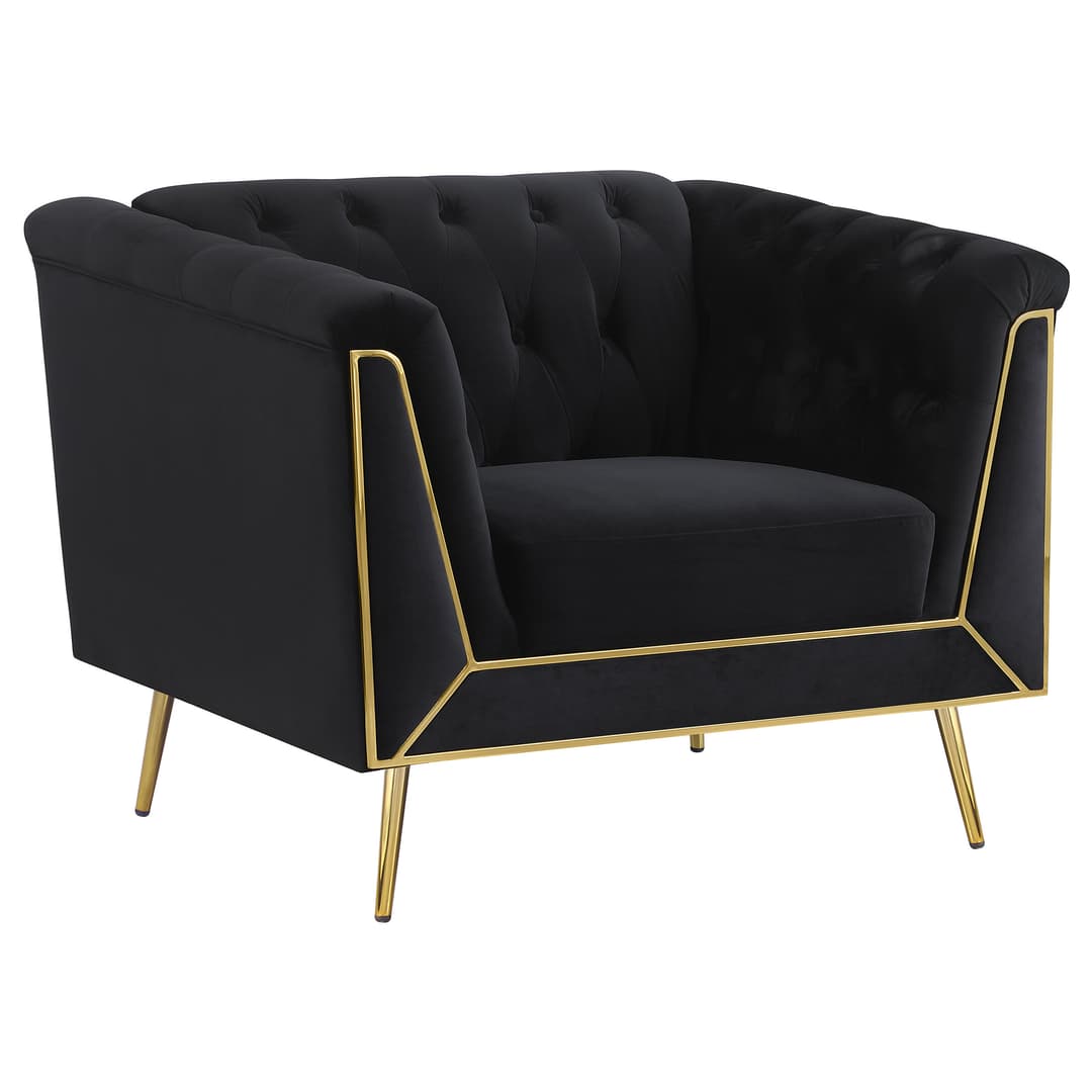 Holly Upholstered Tuxedo Arm Tufted Accent Chair Black