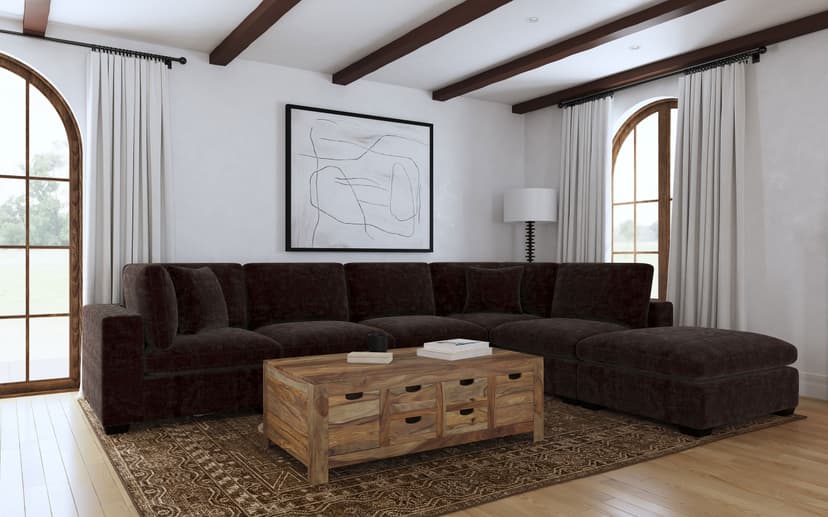Lakeview 6-piece Upholstered Modular Sectional Chocolate