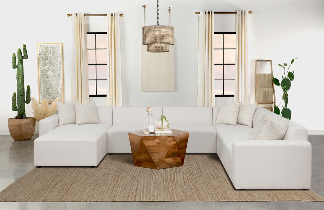 Freddie 7-piece Upholstered Modular Sectional Sofa Pearl