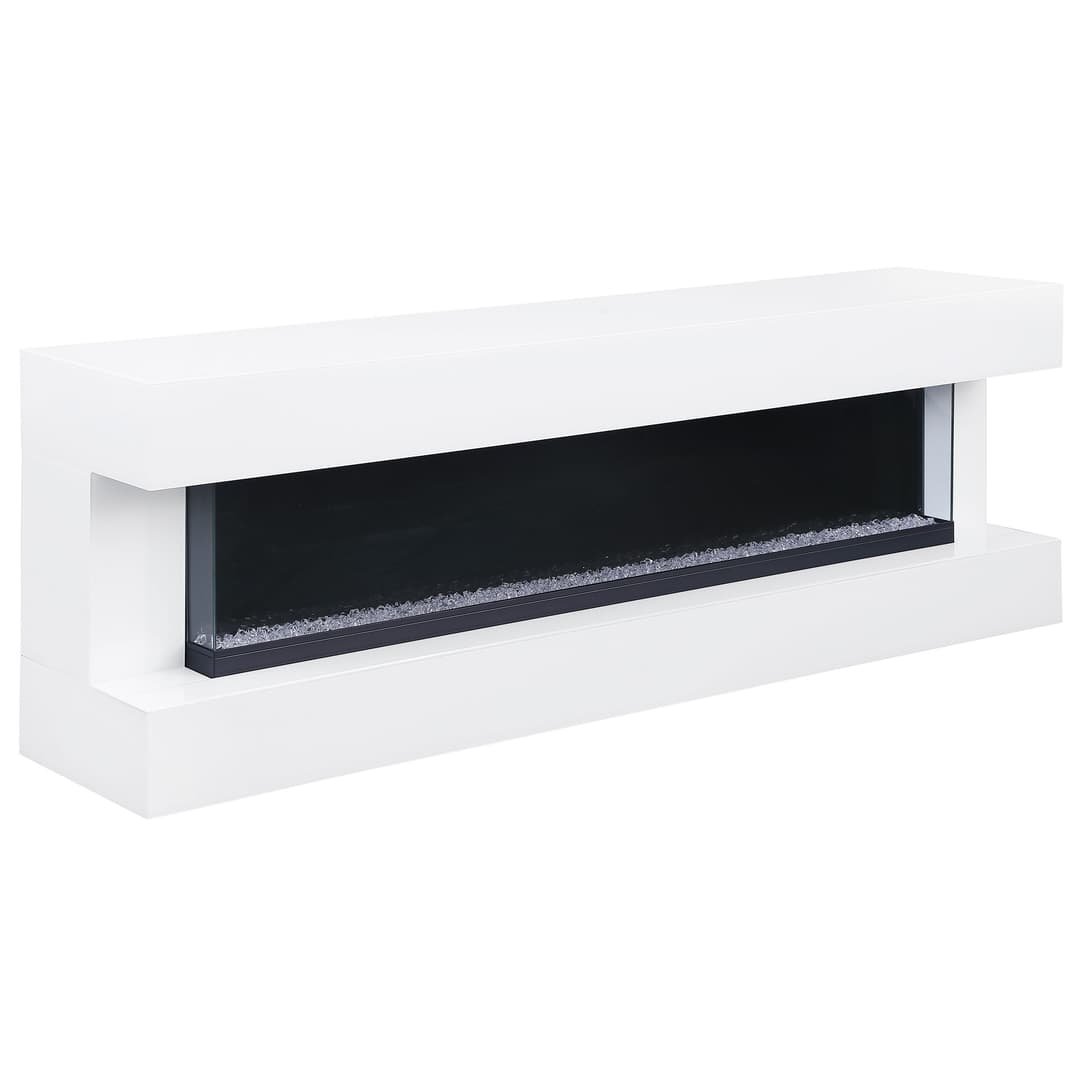 Vallerie 71-inch TV Stand with Visual Flame Box White