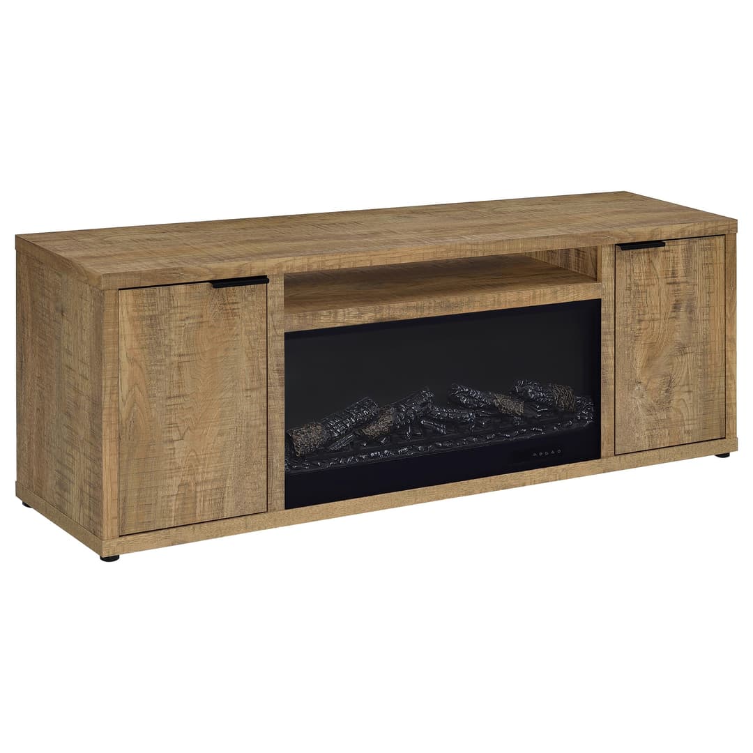 Fuller 60-inch 2-door TV Stand Fireplace Media Console Mango