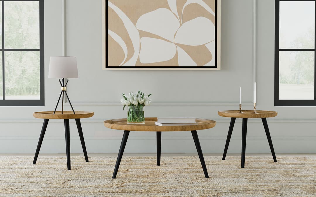 Zoe 3-piece Mango Wood Coffee and End Table Set Natural