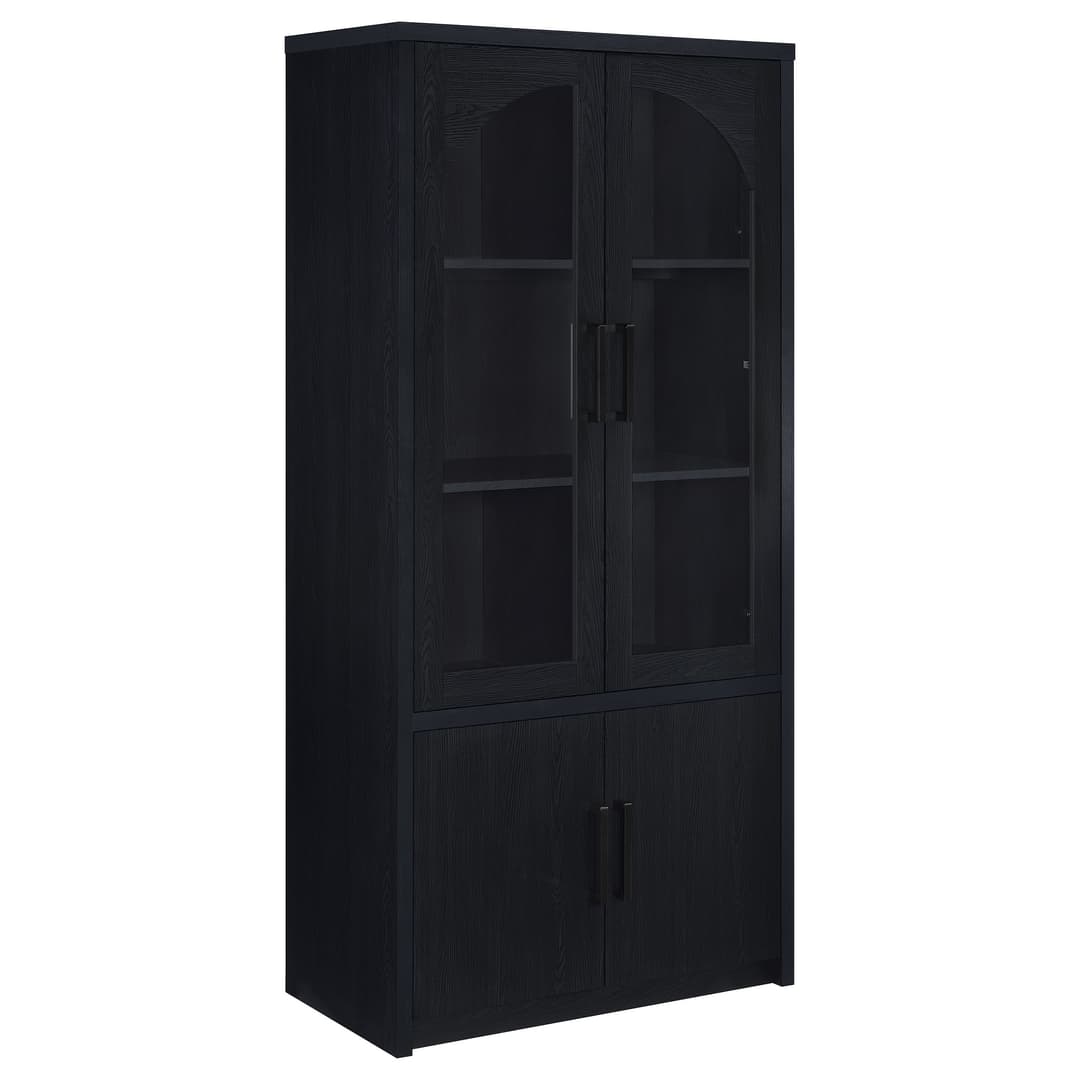 Riva 4-door Tall Accent Display Cabinet LED Lighting Black